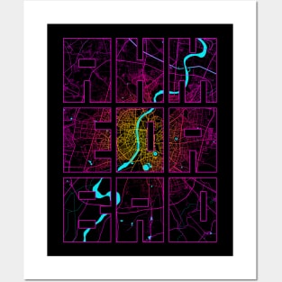 Ahmedabad, India City Map Typography - Neon Posters and Art